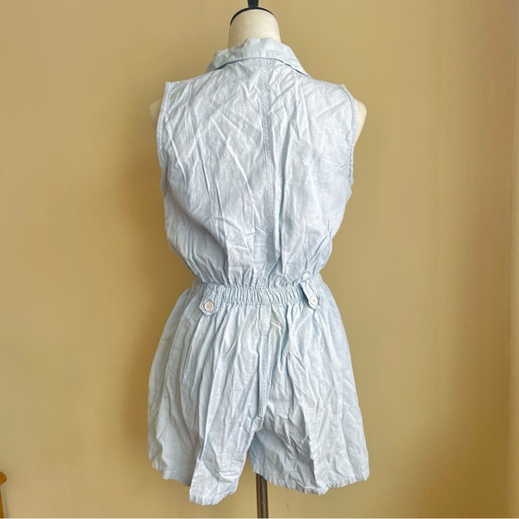 Vintage 90s Light Wash High Waisted Romper Jumpsuit - Picture 3 of 6
